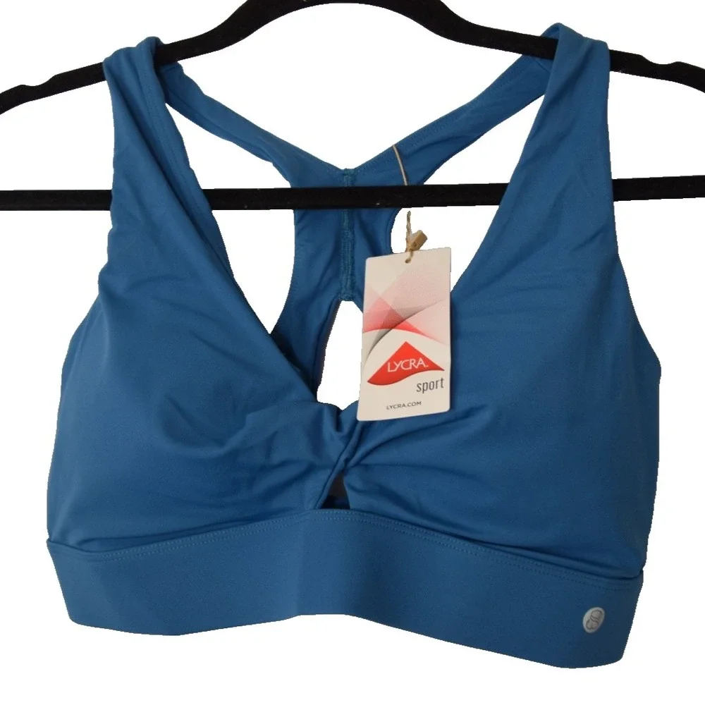 Shapellx NeoSweat AirSlim Cutout Sports Bra Peacock Blue M NWT